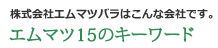 株式会社エムマツバラはこんな会社です。エムマツ15のキーワード